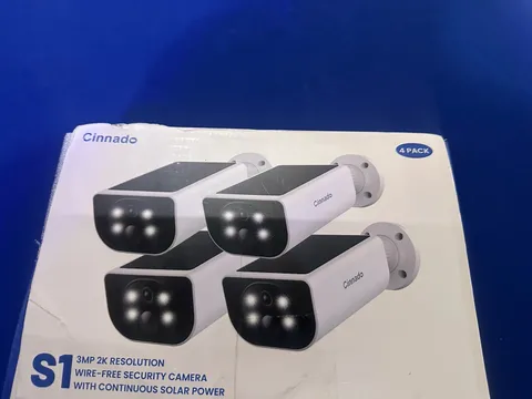 4 Pack Cinnado S1 3MP 2K Resolution Wire-Free Security Camera w/ Solar Power