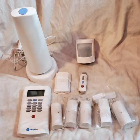 Simplisafe Home Alarm Set, 11 Pieces, Panic Button, Key Chain Remote Etc., White