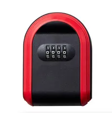 4 Digit Red Wall Mounted Resettable Code Security Key Safe