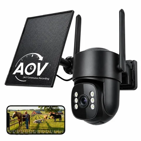 4G LTE Solar Security Camera - No WiFi, 24/7 Recording, 2K Night Vision, Pan Til