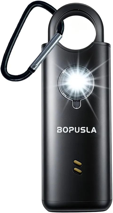 Rechargeable 135dB Personal Alarm with Flashlight Black