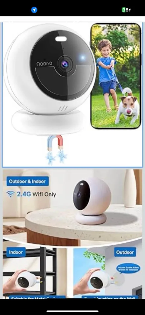 Noorio Spotlight Cam B200-SE 2K Wire-Free Wi-Fi Indoor/Outdoor Alexa Siren