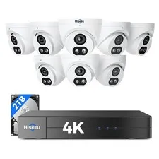 4K Security Camera System, 8 Pcs 8MP PoE Cameras 121° Wide View, 4K HD 2TB Drive