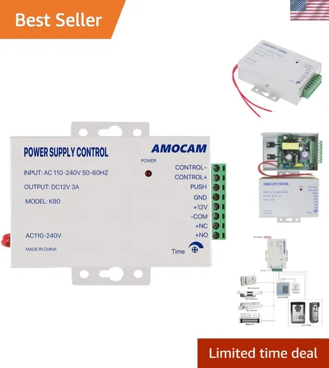 K80 Compact Power Supply Control - AC 110-240V to DC 12V for Security Systems