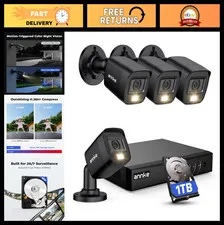 8CH H.265+ 3K Wired Security Camera System, 4x 2MP Cameras, 1TB HDD, AI Detectio