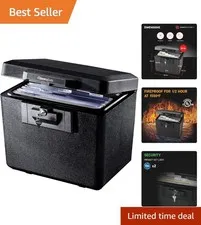 High-Security Fireproof Document Storage Box - Key Lock & 0.61 Cu Ft Capacity