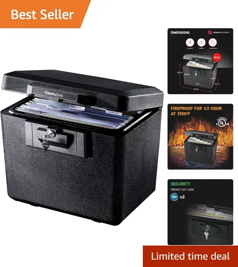 High-Security Fireproof Document Storage Box - Key Lock & 0.61 Cu Ft Capacity