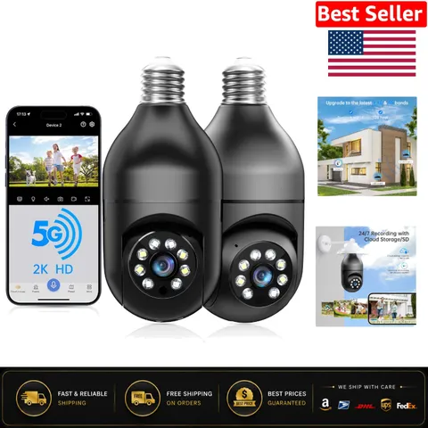 Smart Outdoor Light Bulb Security Camera - 5G WiFi, Night Vision & Two-Way Talk