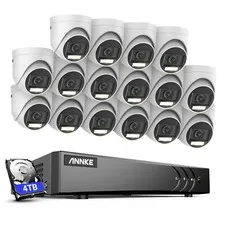 ANNKE 16CH DVR HD 5MP Color Night Security Camera System Human Detection Outdoor