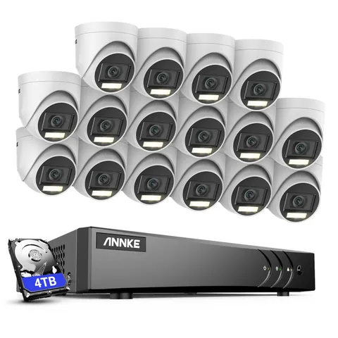 ANNKE 16CH DVR HD 5MP Color Night Security Camera System Human Detection Outdoor