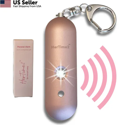 HerTime2 Personal Safety Alarm for Women - Loud Self Defense Siren, Rose Gold