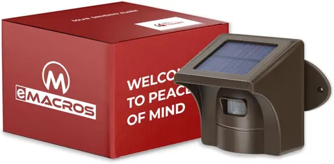 eMACROS Solar Wireless Driveway Alarm — 1/2 Mile Long Range Motion Sensor for Lo