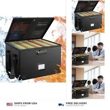 ROSONG Fireproof Document Box File Organizer - Portable Locking Filing Storag...