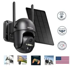 Solar-Powered Security Camera with PIR Sensor & 2-Way Audio - 360° View