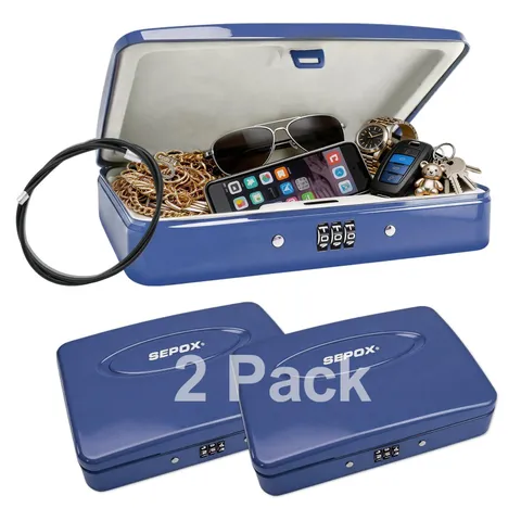 ® Water/Fire-Resistant Portable Security Case Lock Box Steel, Small Personal ...