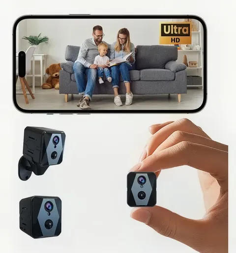 Mini 4K WiFi IP Security Camera Night Vision Motion Alerts 24/7 Rec Black