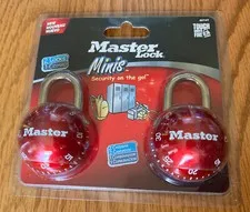 Two Red Master Locks One Combination Locks Mini Sports multi use Ball Metal "NEW