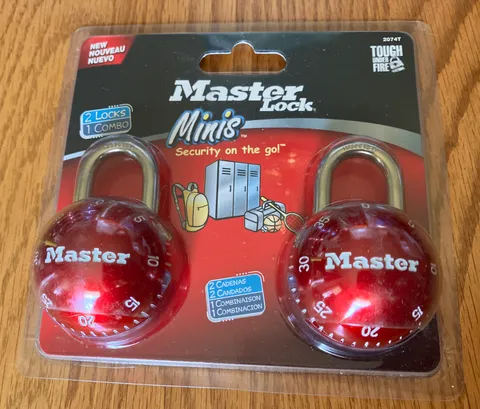 Two Red Master Locks One Combination Locks Mini Sports multi use Ball Metal "NEW