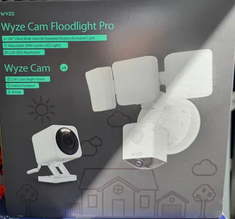 Wyze Cam Floodlight Pro & Wyze Cam V4 Brand New Combo Outdoor 3000 Lumen 2.5K HD