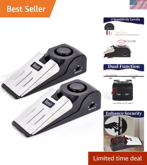 Effortless Security: 2 Pack Door Stop Alarm with Loud 120DB Siren & Sensitivity