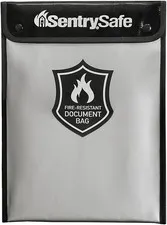 Fire and Water Resistant Portable Bag with Zipper for Money or Document Storage,