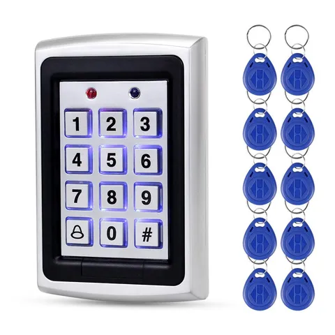 10pcs keyfobs +125Khz EM-ID Metal Case RFID Access Control Keypad with Back L...