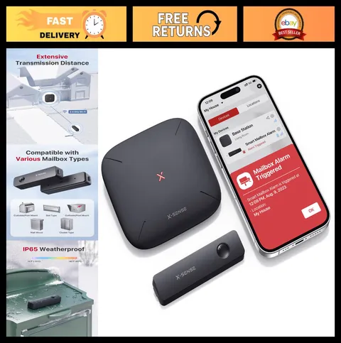 Wireless Mailbox Alarm Sensor - Long Range Delivery Alert System with SBS50 Base