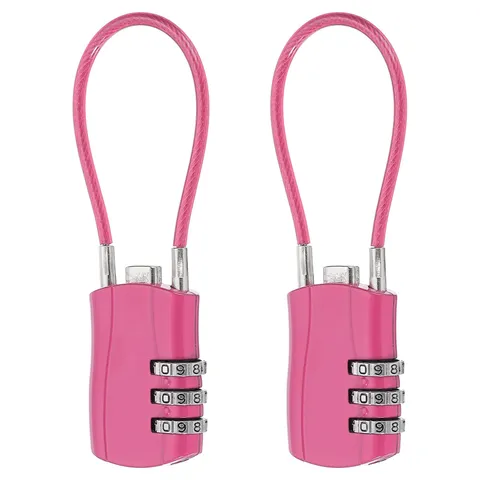 2 Pcs 3 Digit Luggage Cable Combination Lock with 5" Long Cable, Rose