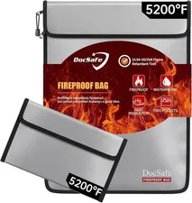Fireproof Document Bag with Organizer 5200°F Fire Resistant Safe Money Storage