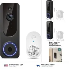 Hubposh Doorbell Camera Wireless with Indoor Receiver, Baby Monitor, Battery ...