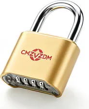 Combination Padlock, Heavy Duty 4 Digit Outdoor Combo Lock with Weather Resistan