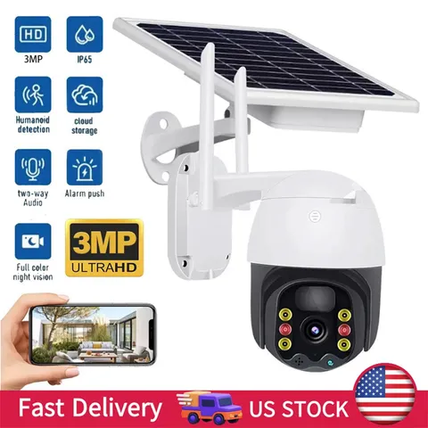 Solar Battery Powered Wireless WiFi Home Security Camera System Outdoor Pan/Tilt