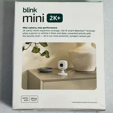 NEW 2 PACK Blink Mini 2k+ Cameras Indoor/Outdoor Plug-in 2K Video WHITE