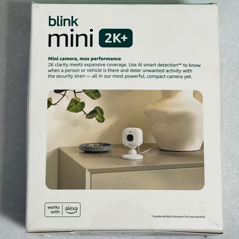 NEW 2 PACK Blink Mini 2k+ Cameras Indoor/Outdoor Plug-in 2K Video WHITE