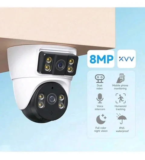 XIAOVV 8MP/4K Dual Lens Indoor WiFi Security Camera with Full Color Night Vision