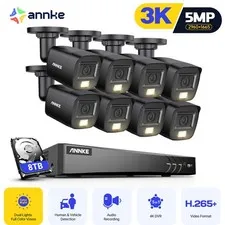 ANNKE 8CH 4K DVR 3K AI Color Night Vision Security Camera System Audio Recording