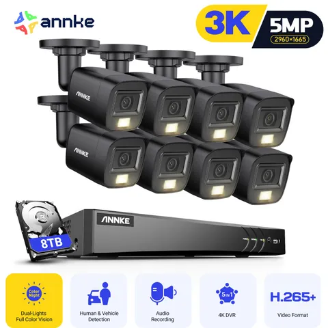 ANNKE 8CH 4K DVR 3K AI Color Night Vision Security Camera System Audio Recording