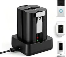 2 pack 6040mAh  Rechargeable Battery and Charger Station for Ring Doorbell 2/3/4