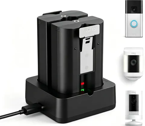 2 pack 6040mAh  Rechargeable Battery and Charger Station for Ring Doorbell 2/3/4