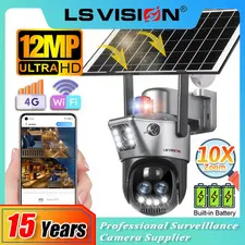 12MP 10X Zoom Outdoor Solar Camera 4G SIM/WiFi Dual Screen Night Vision Red Blue