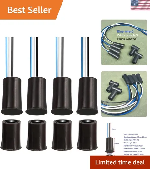 Magnetic Door Contact Reed Switch 4 Sets NO/NC Recessed Window Sensor 10mm-20mm
