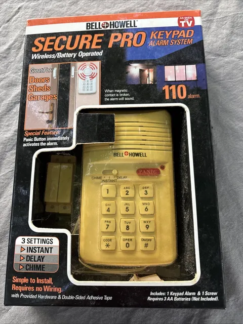 Secure Pro Keypad Alarm System BELL+HOWELL Wireless Battery 3 Settings and PANIC