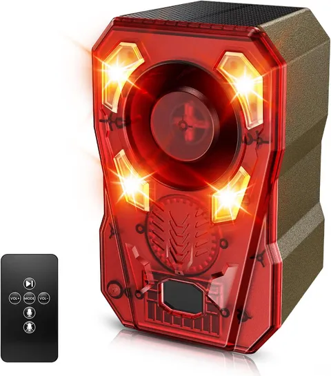 Upgraded Solar Motion Sensor Noise Maker with Adjustable Sound, Barking Dog Dete