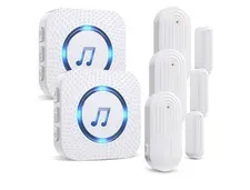 Door Chime,SanJie Wireless Sensor 3 Sensors + 2 Receiver White, White