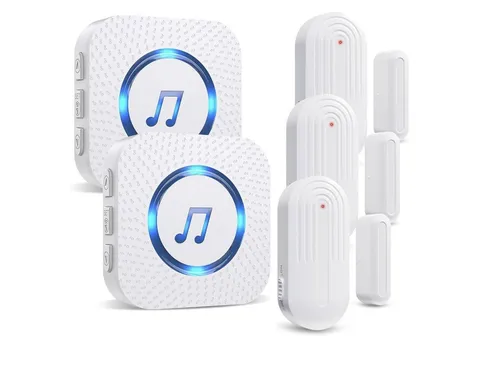 Door Chime,SanJie Wireless Sensor 3 Sensors + 2 Receiver White, White
