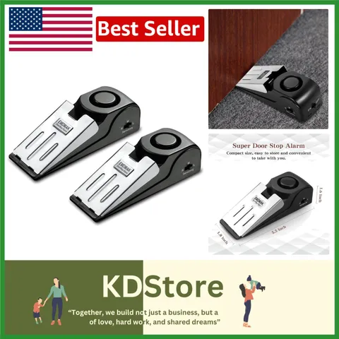 Dual Function Door Stop Alarm with 120DB Siren - Pack of 2 for Home & Travel