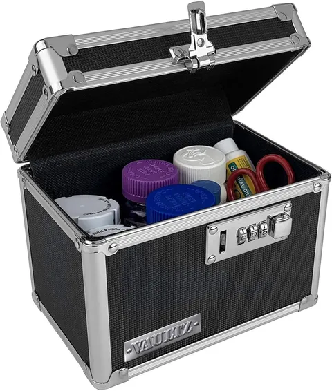 Locking Security Box, Combination Safe for Valuables & Cash, Black | Small Safe