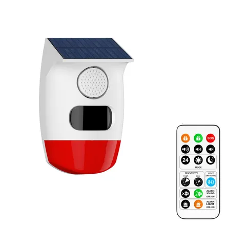 Solar Strobe Alarm Light, Wireless Security Alarm with Remote Control, IP65 W...
