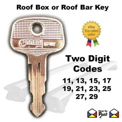 Roof Bars, Roof Box Bike Rack Key, Two Digit Codes 11 13 15 17 19 21 23 25 27 29