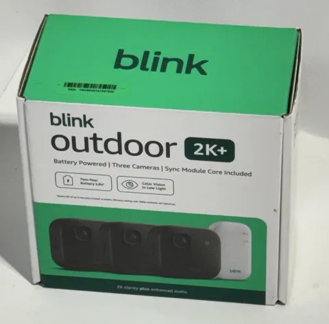Blink Outdoor 2K+ Wireless Smart Security 3-Camera System Black w/ Sync Module